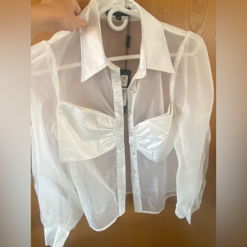 Women organza blouse white